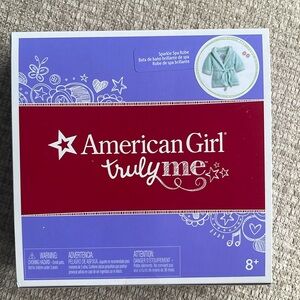 Brand new retired American Girl sparkle spa robe in box